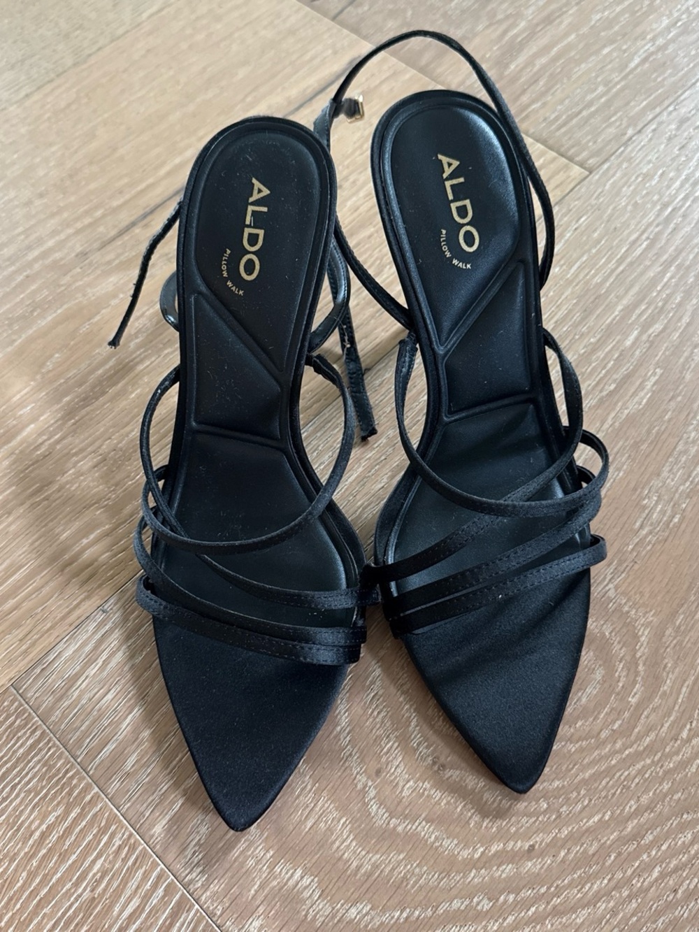 ALDO Black Strappy Pointed Toe Lace-Up Heels